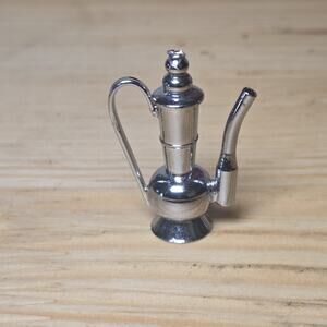 Vintage Miniature Dollhouse Fairy Garden Metal Turkish Teapot